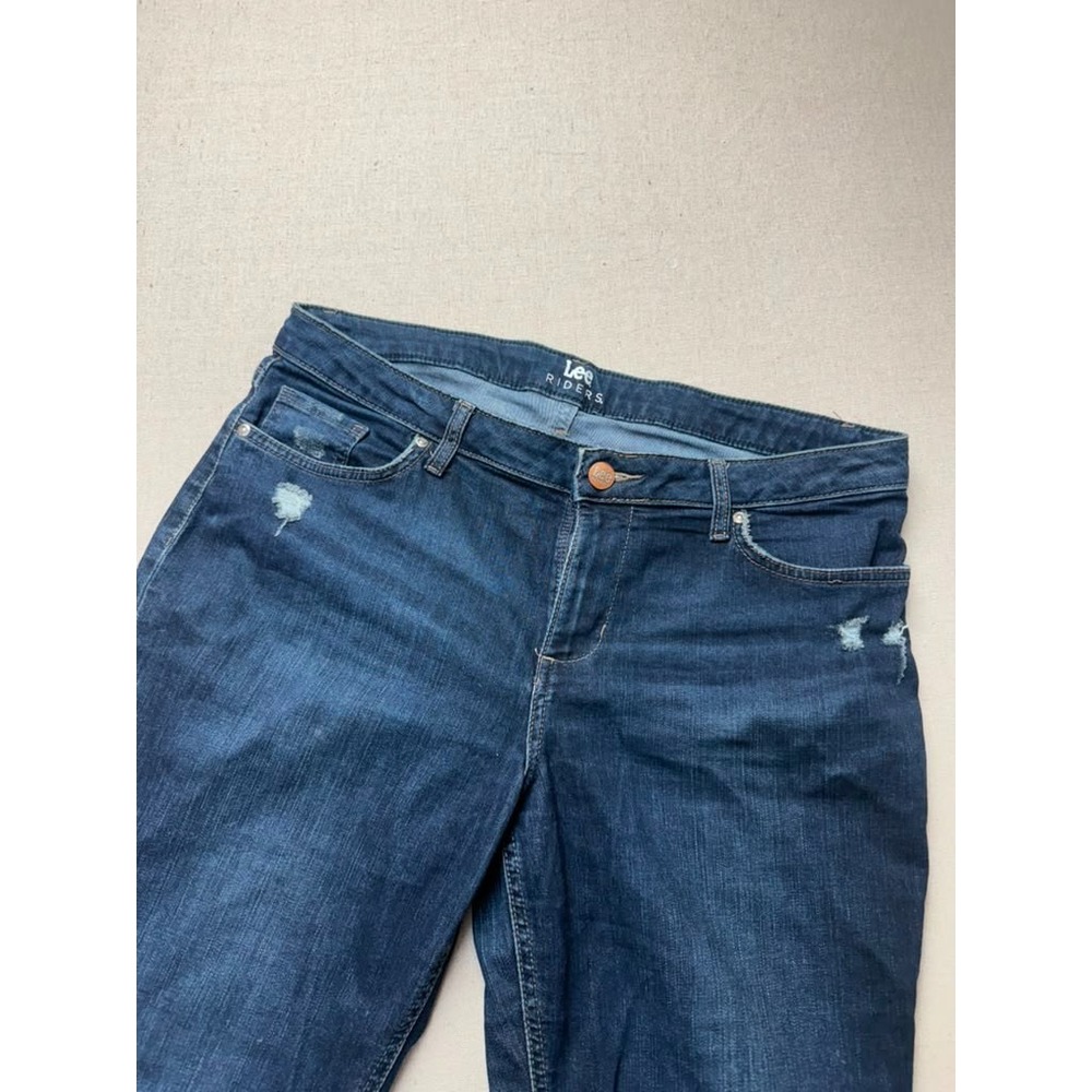 Lee Riders Capri Jeans Distressed Cuffed Blue Size 14M Excellent
